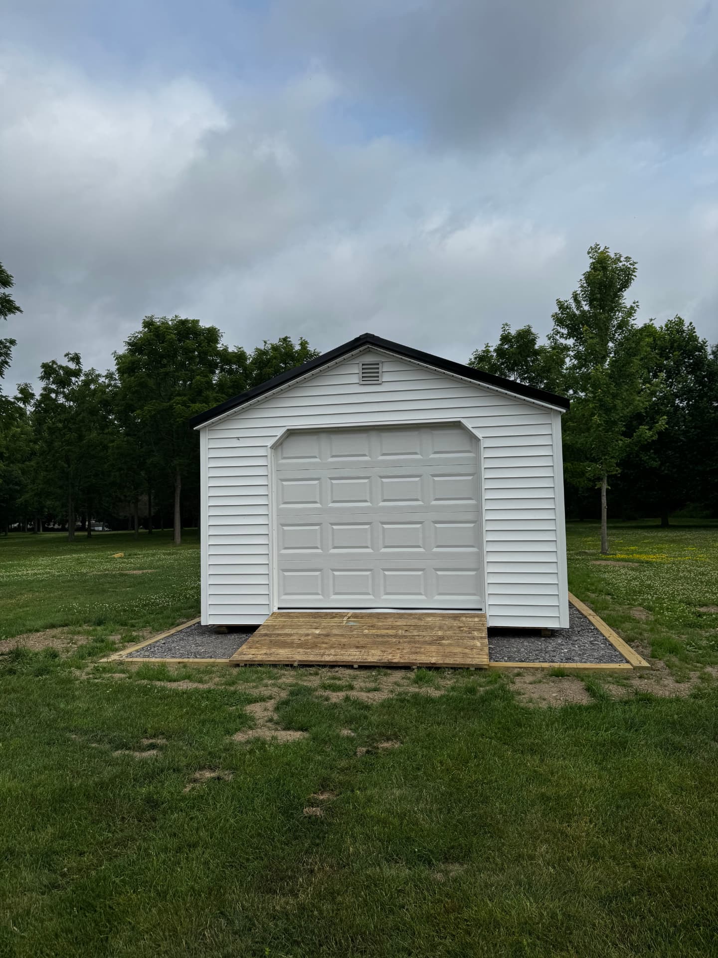 Stone Pad Installation For Shed — Front View